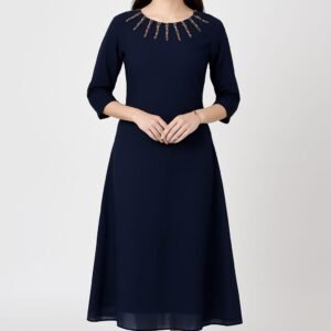 Navy Blue Georgette A-Line Kurti