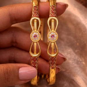 Designer Bangles with Ruby & CZ Floral