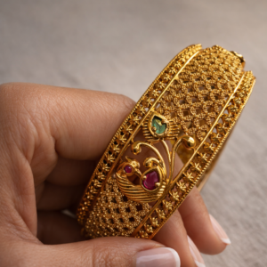 Traditional Peacock Design Gold Bangle