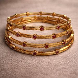 Antique Gold Ruby Bangle Set