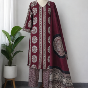 Elegant Maroon Printed Salwar Suit Set