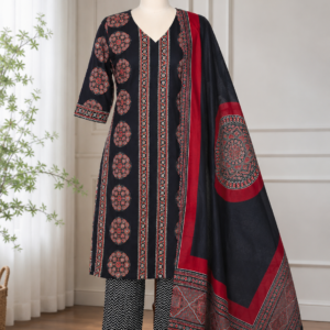 Elegant Navy Blue Printed Salwar Set