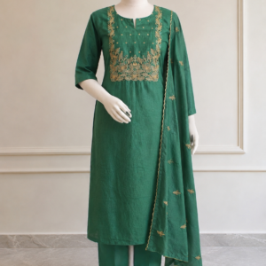 Elegant Green Embroidered Salwar Suit Set.