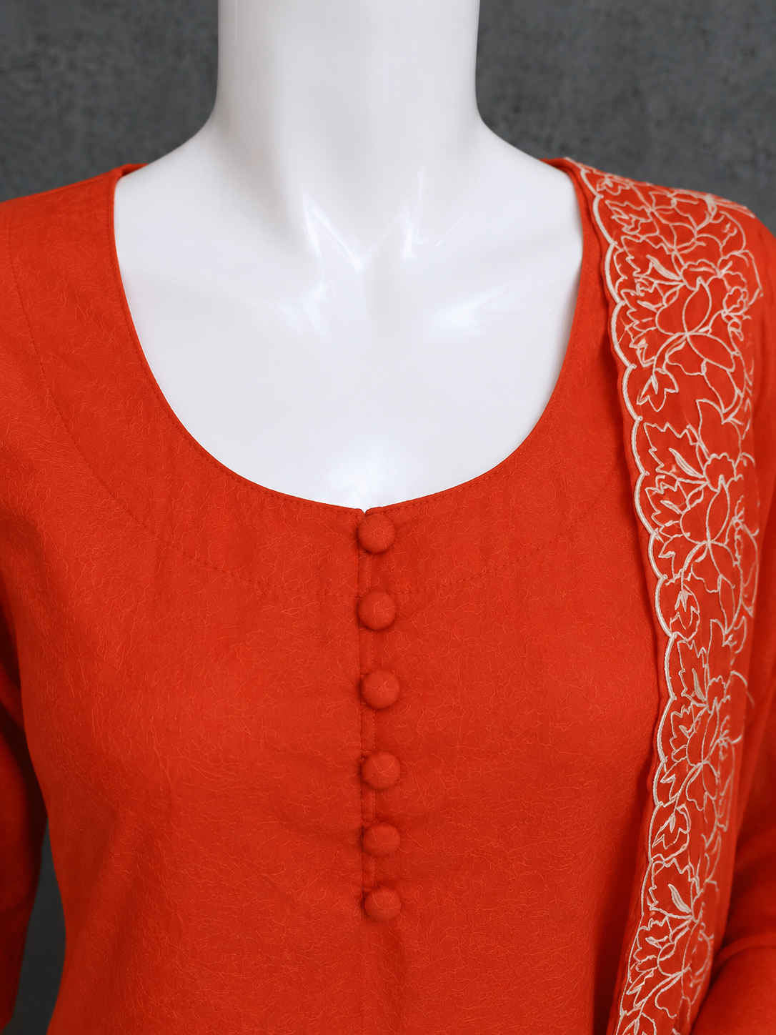 Elegant Orange Floral Embroidered Salwar Suit Set - Image 2
