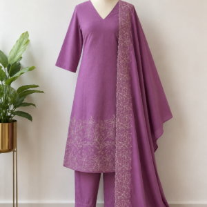 Elegant Lavender Embroidered Salwar Suit Set with Dupatta