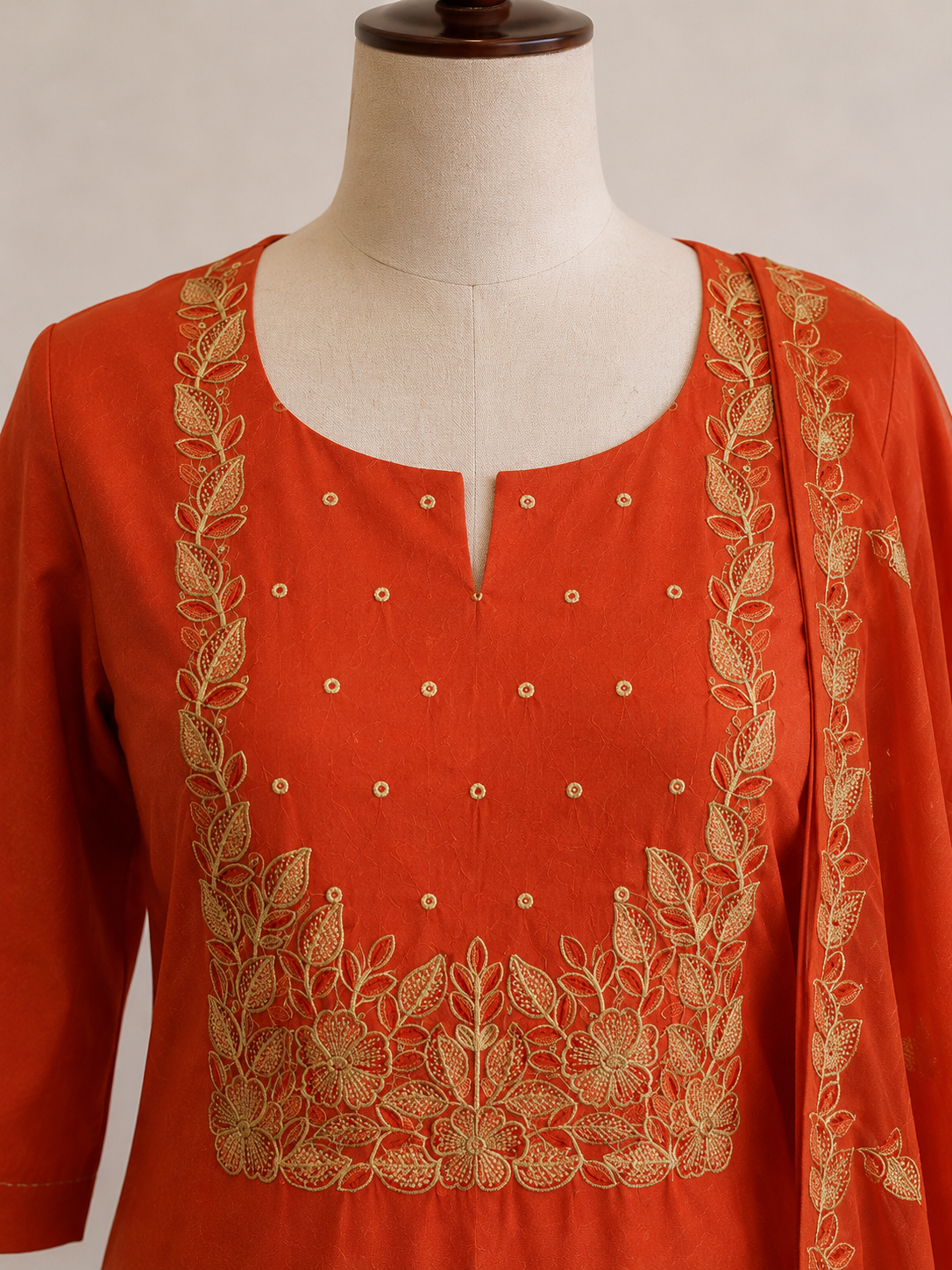 Elegant Orange Embroidered Salwar Suit Set.. - Image 2