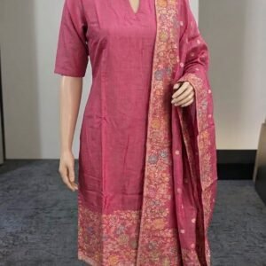 Pink Floral Woven Salwar Suit Set
