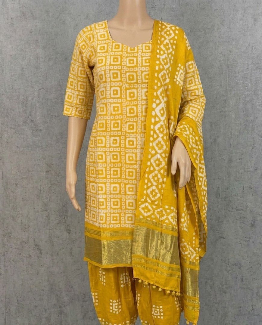 Mustard Yellow Bandhani Print Salwar Suit Set