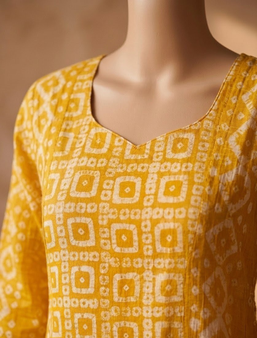 Mustard Yellow Bandhani Print Salwar Suit Set - Image 2
