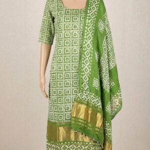 Green Bandhani-Inspired 3-Piece Suit Set