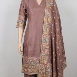 Mauve Floral Woven Salwar Suit Set