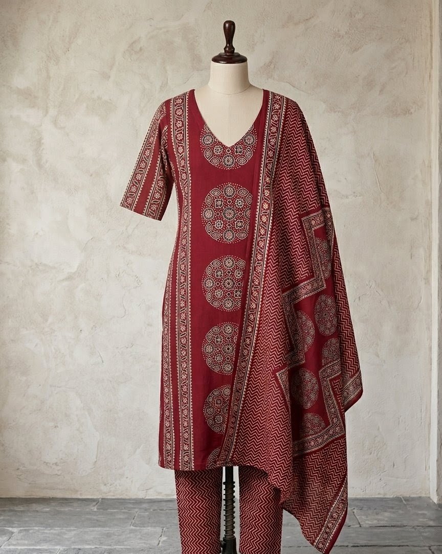 Elegant Maroon 3-Piece Salwar Suit Set - Image 3